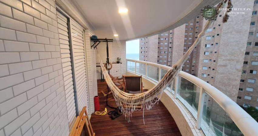 Apartamento 2 dormitórios, 1 suíte, 2 vagas, vista mar,  à venda, 93 m² por R$ 665.000 - Vila Guilhermina - Praia Grande/SP