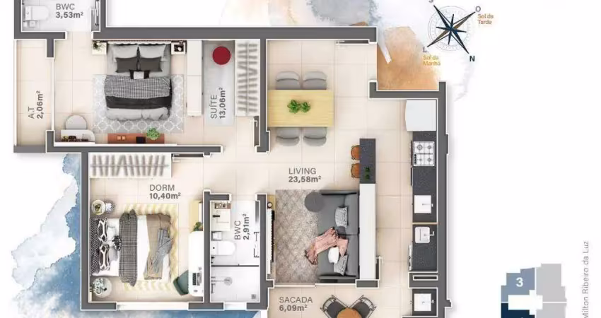 Apartamento a venda no L'Aquamarine Residence localizado no bairro Fazendinha em Itajaí.