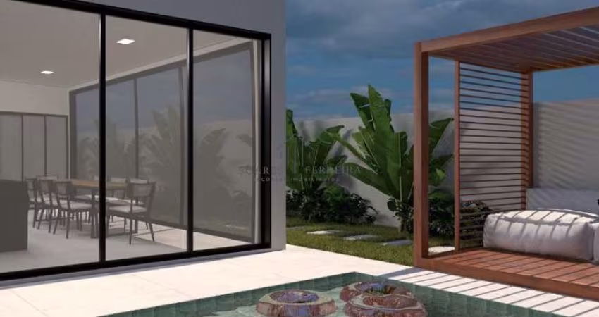 Casa de Luxo em Condomínio: 3 quartos, 3 suítes, 2 salas, 5 banheiros, 2 vagas, 194,52m² - Indaiatuba-SP, Residencial Milano.