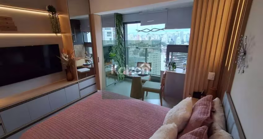 Studio novinho e mobiliado – 26m² prédio com lazer completo!