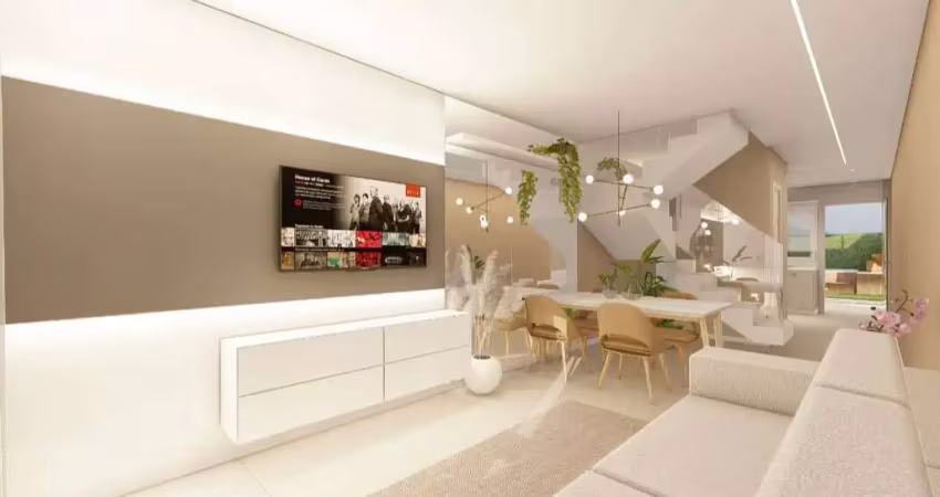 Casa geminada Santa Branca, 2 quartos, 2 suítes, varanda , 2 vagas 130mts