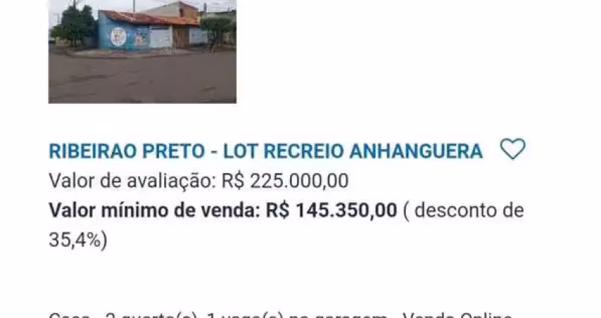 Casa para venda em ribeirão preto, recreio anhangüera, 2 dormitórios, 1 banheiro, 1 vaga