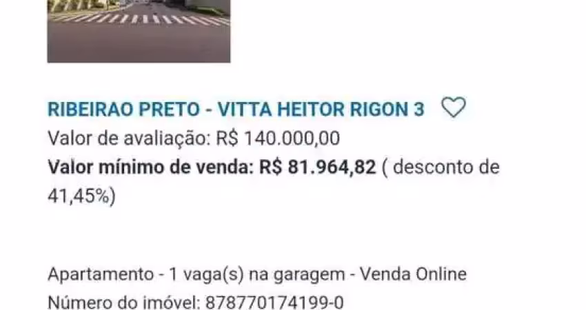 Apartamento para venda em ribeirão preto, jardim heitor rigon, 2 dormitórios, 1 banheiro, 1 vaga