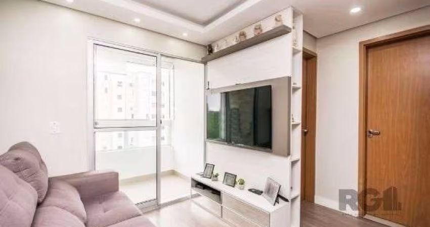 Apartamento com 2 quartos, sala, cozinha, sacada com churrasqueira e 1 vaga.