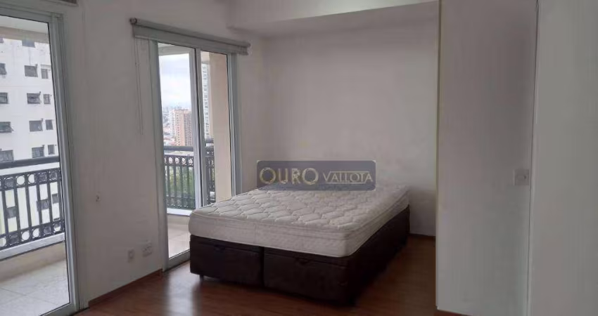 AP Anália Franco, 40m2, 100% mobiliado, 1 dormitório, 1 sala, sacada , 1 vaga coberta, lazer