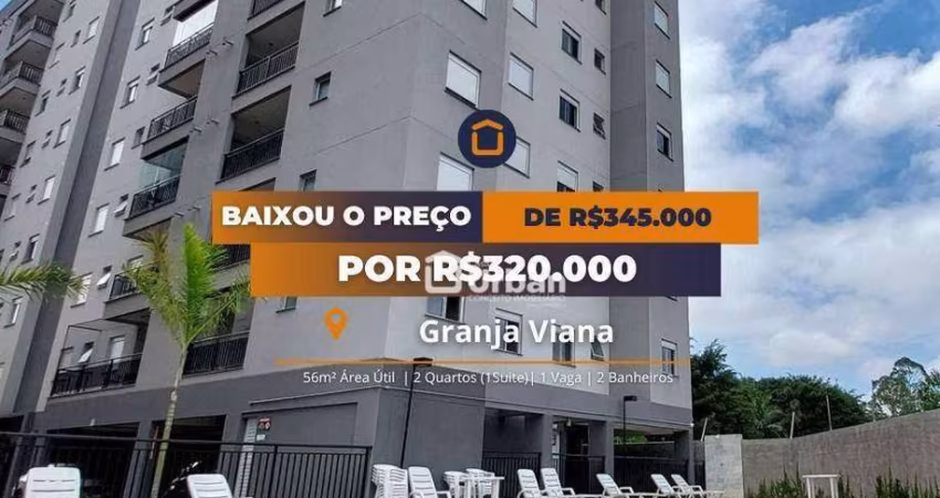 Apartamento para venda em Granja Viana de 56.00m² com 2 Quartos, 1 Suite e 2 Garagens