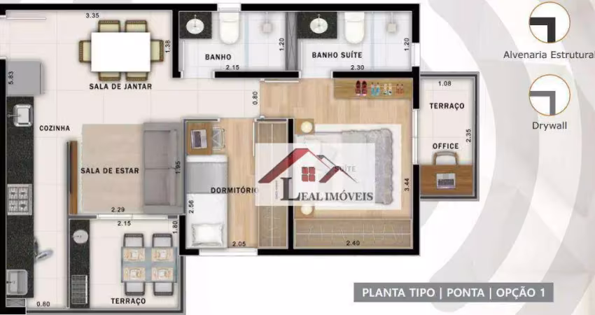 Apartamento para venda em jardim de 49.00m² com 2 quartos, 1 suite e 1 garagem