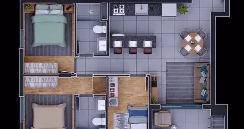 Apartamento para venda em bacacheri de 57.00m² com 2 quartos, 1 suite e 1 garagem