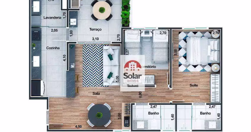 Apartamento para venda em vila jaboticabeira de 76.00m² com 2 quartos, 1 suite e 1 garagem