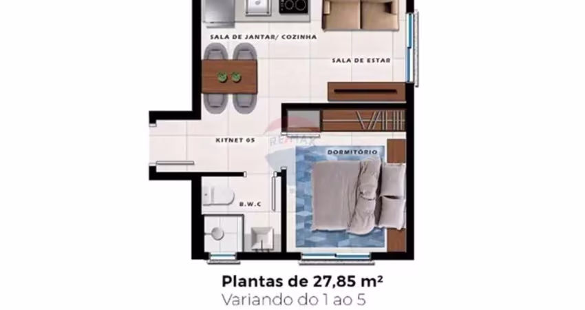 Loft para venda em portão de 27.98m² com 1 quarto e 1 garagem