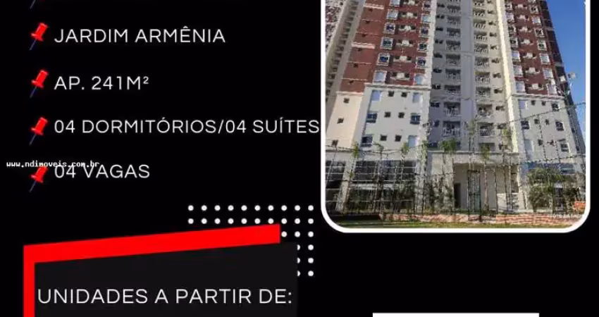 Apartamento para venda em jardim armênia de 241.00m² com 4 quartos, 4 suites e 4 garagens