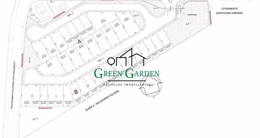 Terreno en condomínio para venda em jardim quintas das videiras de 262.00m²