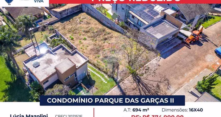 Terreno para venda em condomínio parque das garças ii de 694.00m²