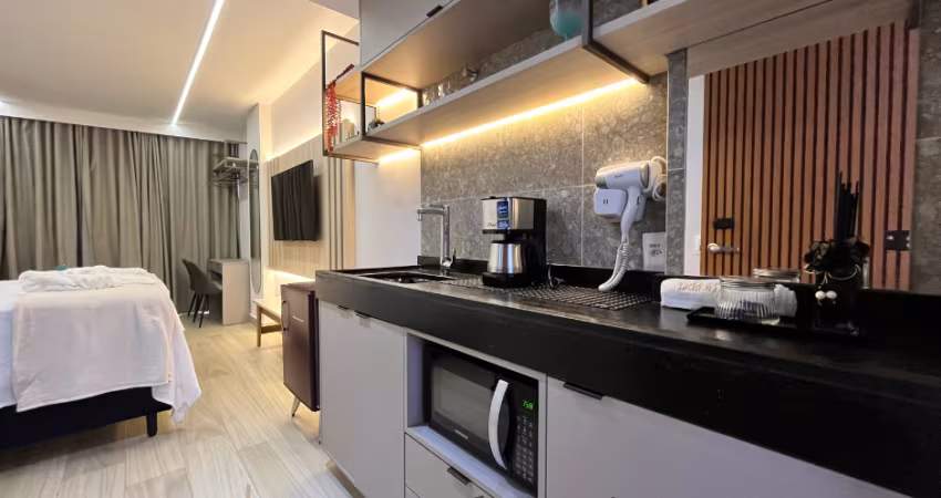 Vendo Flat 23,11 m², porteira fechada com enxoval, pronto para rentabilizar, R$ 600 mil