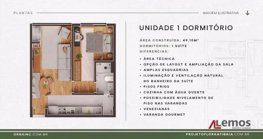 Apartamento com 1 dormitório à venda, no itapetininga - atibaia/sp