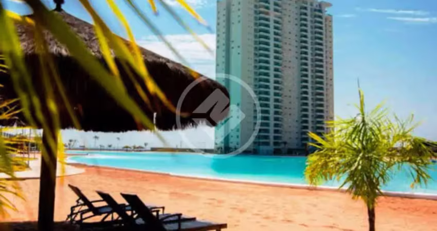Apartamento condominio Brasil Beach de 88m2 com dois quartos sendo uma suíte, sacada com chiurrasqueira, banheiro social, lavabo, móveis planejados, duas vagas de garagem, depósito, área de lazer comp