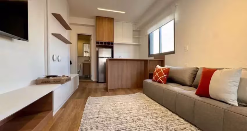 Locação - lindo studio c/35,0 m2 mobiliado - armarios- ar cond - v. olimpia