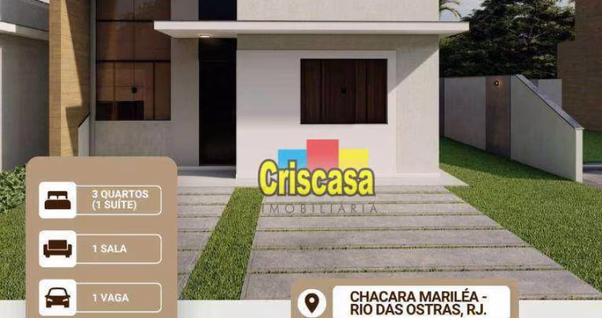 Casa à venda, 77 m² por R$ 550.000,00 - Chácara Mariléa - Rio das Ostras/RJ