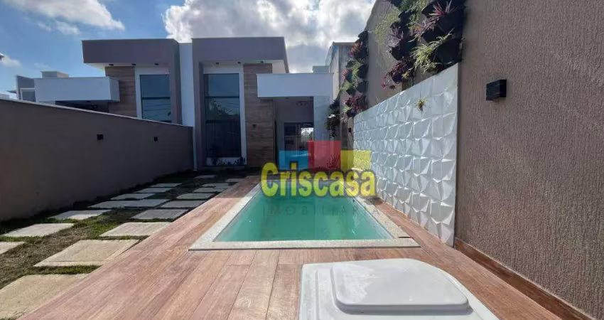 Casa com fino acabamento à venda no recreio - rio das ostras | 3 quartos, piscina e área gourmet no bairro recreio.