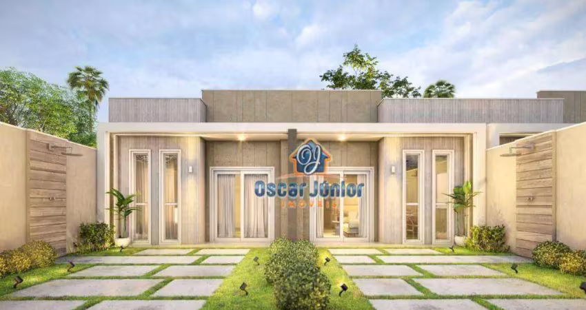 Encantadoras Casas Planas (IMÓVEL NA PLANTA) com 3 Quartos (1 Suíte), 80 m² por R$ 234.000 - Guajiru - Caucaia/CE