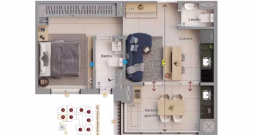 Apartamento à venda, 47 m² por r$ 745.000,02 - nova klabin - são paulo/sp