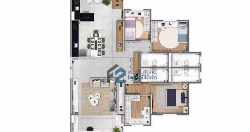 Apartamento com 4 dormitórios à venda, 117 m² por r$ 1.300.000,00 - jardim - santo andré/sp