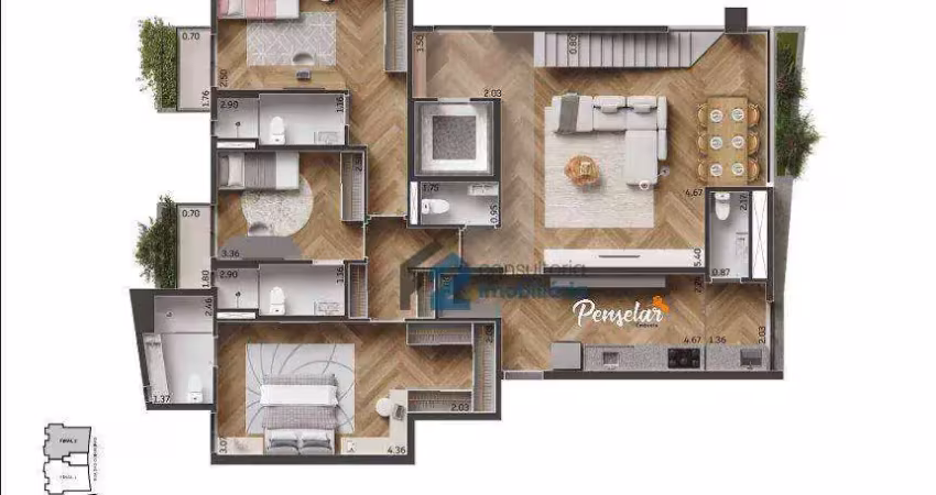 Cobertura com 3 dormitórios à venda, 226 m² por r$ 3.996.770,90 - jardim - santo andré/sp