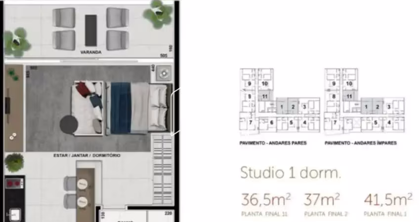 Apartamento com 1 quarto à venda na Rua das Ametistas, 10705, Jardim Maria Izabel, Marília
