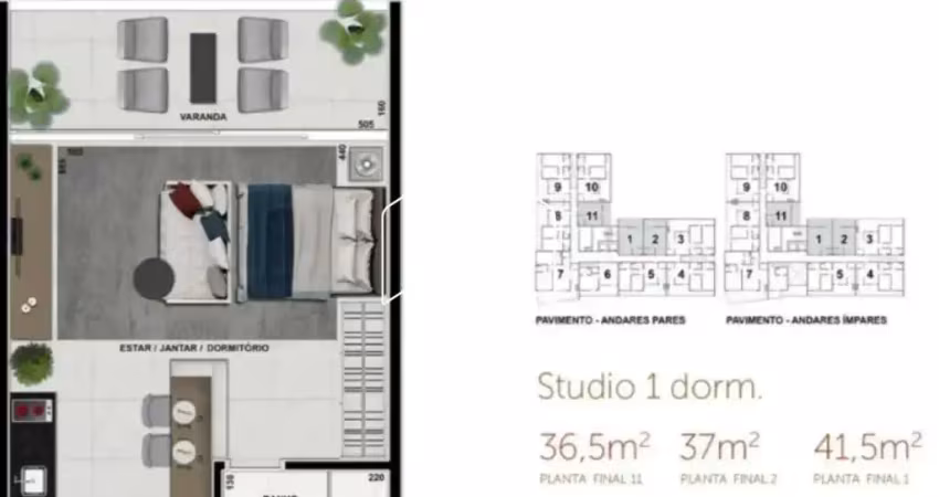 Apartamento com 1 quarto à venda na Rua das Ametistas, 10656, Jardim Maria Izabel, Marília