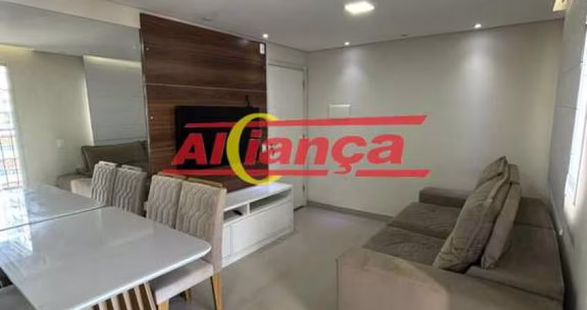 APARTAMENTO MOBILIADO PARA ALUGAR COM 66M², 03 QUARTOS, SUÍTE, 01 VAGA, GUARULHOS/SP POR R$ 3.500,00