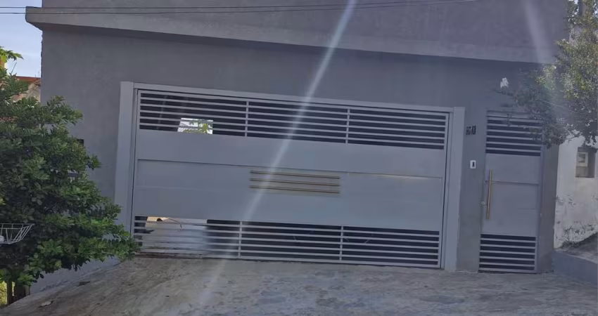 2 dormitórios, sala, cozinha, 1banheiro, área de churrasqueira, 1 banheiro externo, garagem coberta.