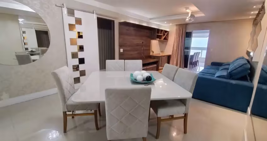 Apartamento mobiliado alto padrão vista mar, andar alto, 5 dormitórios, 4 suítes, 4 vagas, varanda gourmet churrasqueira a carvão, 194 m² de área útil, bairro aviação praia grande - sp