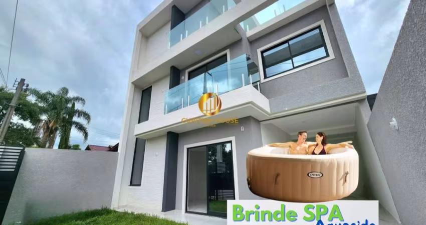 Sobrado novo 3 quartos sendo 1 suíte frente para Rua no Pinheirinho, com rooftop