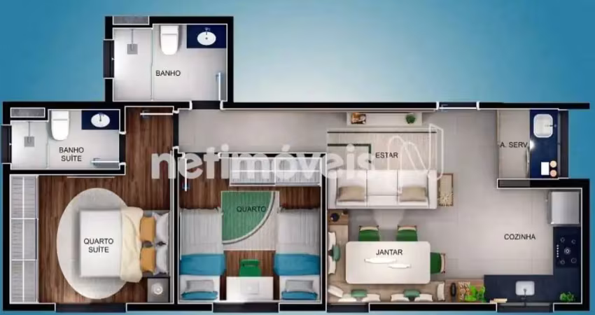 Apartamento com 2 quartos à venda na Rua Sebastião Menezes Silva, Ouro Preto, Belo Horizonte