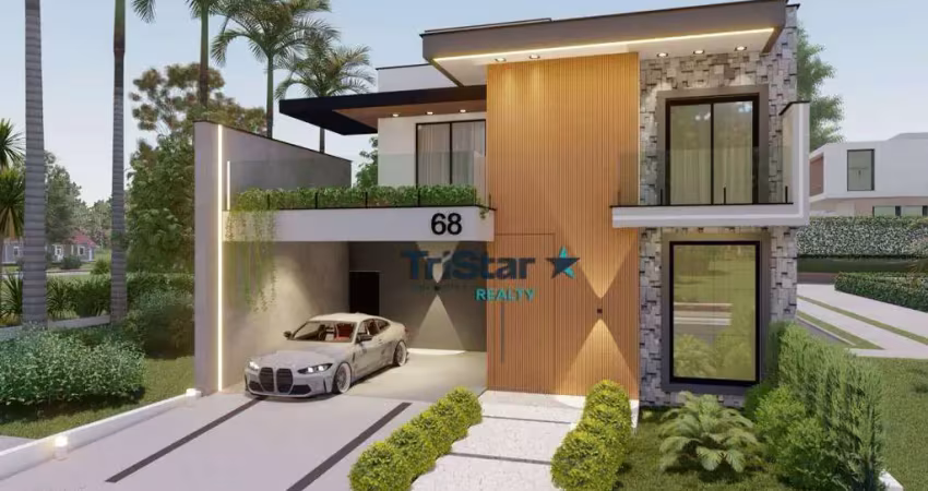 Ca0525 - casa com arquitetura diferenciada em fase de acabamento com praia artificial em condominio fechado - at. 312m² - ac. 256m² - jardins di roma