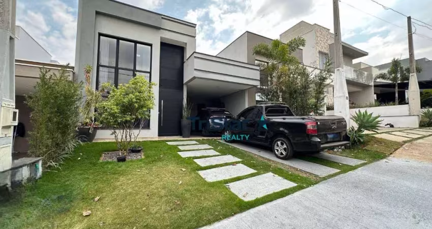 Ca0555 - lindíssima casa térrea com 03 dormitórios em condominio fechado - at. 200m² - ac. 124m² - residencial brescia indaiatuba sp.