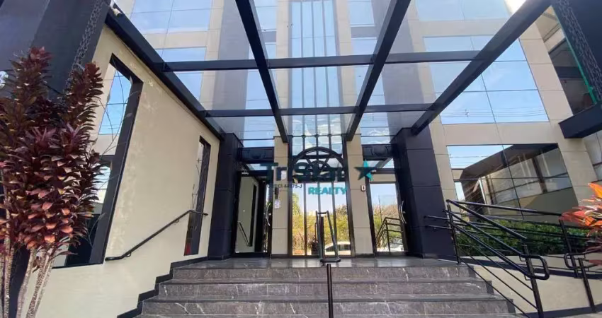 Sa0058 - sala ampla comercial com possibilidades de divisorias pavimento terreo com mezanino em prédio corporativo as margens do parque ecologico - au