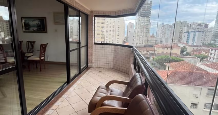 Apartamento de frente, com sacada, 3 dormitórios, 2 gars à venda, R$ 1.100.000 - Embaré - Santos/SP