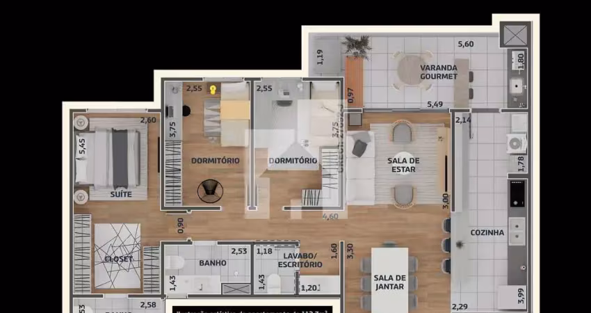 Apartamento com 3 dormitórios (1 suíte) à venda, 112m² - residencial odeon - parque portal do paraí