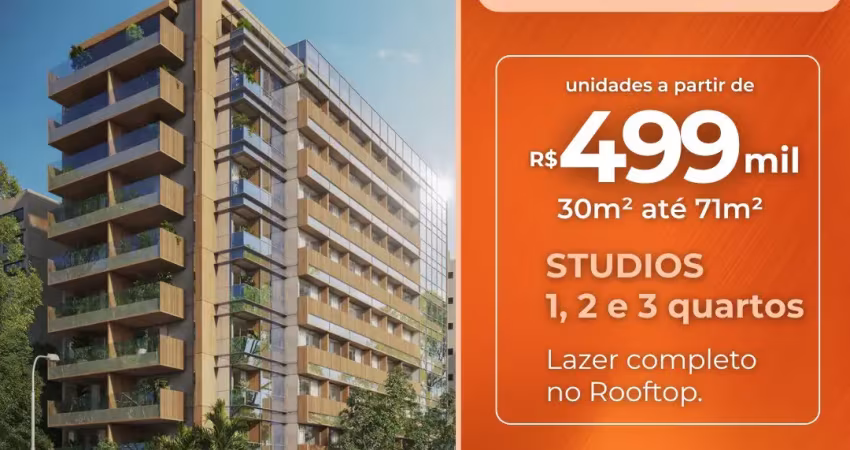 Apartamentos  - 30 a 72 m² stúdios - 01 -02 e 03 dormitórios - suite - varanda  - lazer