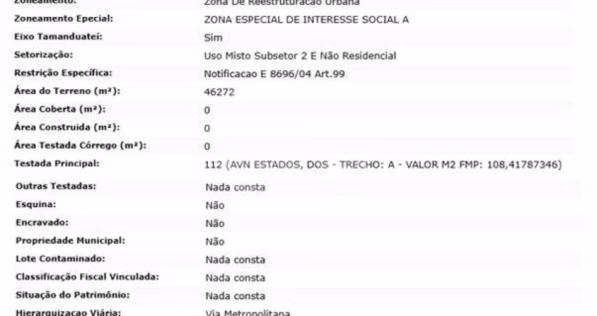 Terreno à venda em Utinga - SP