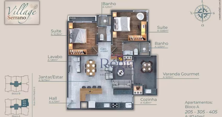 Apartamento com 2 dormitórios à venda, 87 m² por R$ 1.046.563,00 - Centro - Canela/RS