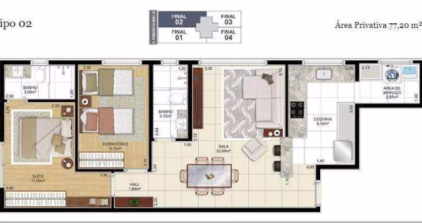 Apartamento à venda, 77 m² por R$ 973.500,00 - Aparecida - Santos/SP