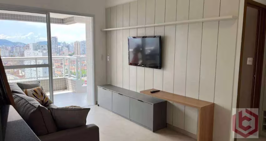 Apartamento novo com 1 dormitório, prédio com área de lazer para alugar, 60 m² por r$ 5.800 pacote/mês - boqueirão - santos/sp
