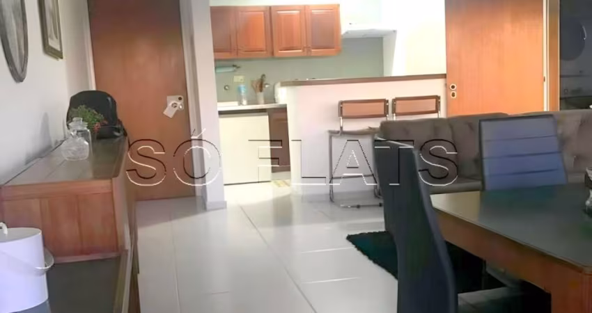 Flat totalmente mobiliado com 56m² e 1 dormitório disponível para locação em Alphaville.