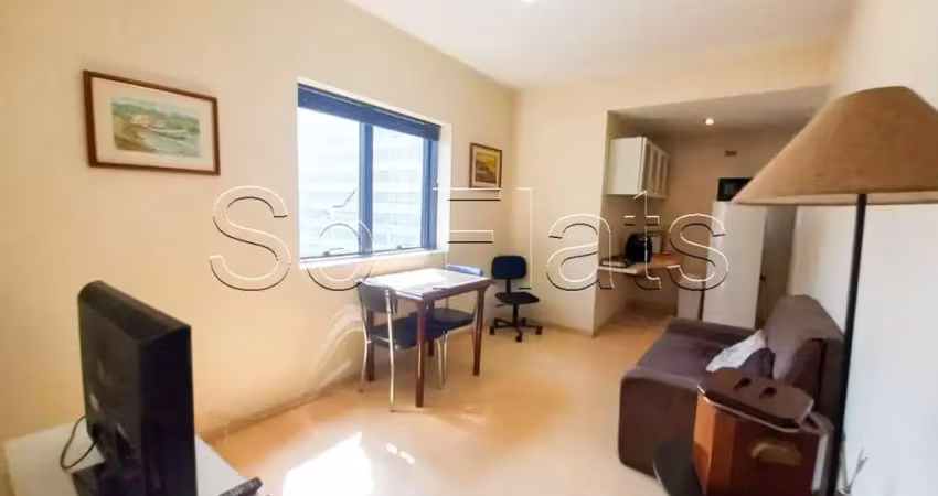 Flat the time disponível para locação no brooklin contendo 31m², 1 dormitório e 1 vaga.