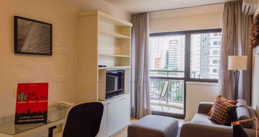 Flat disponível para locação no Itaim Bibi, com fácil acesso as principais vias de São Paulo.