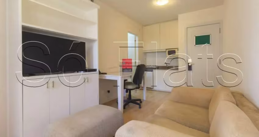 Flat no grand mercure itaim disponível para locação contendo 35m², 1 dormitório e 1 vaga de garagem.