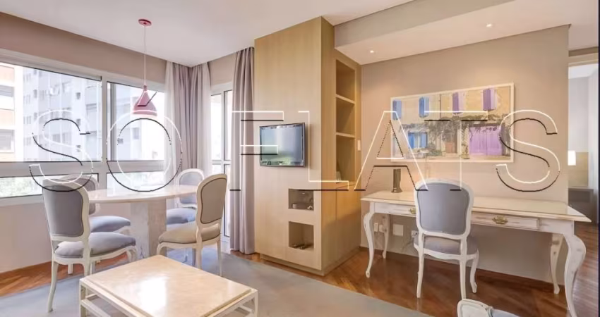 Apartamento alto padrão totalmente mobiliado no Jardim Paulista.