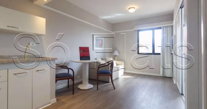 Flat no Ninety com 33m², 1 dorm. e 1 vaga de garagem no Jardim Paulista disponível para locação.